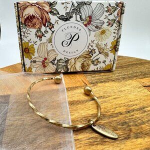 Plunder Design Halle Sue Gold Tone Bangle Twisted Cuff Stainless Bracelet